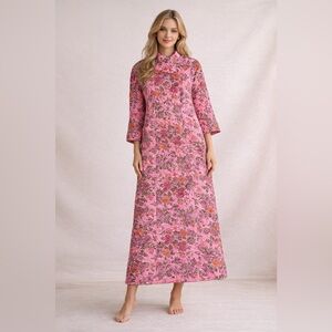 Ken Robes by Kenrose Vintage 1960’s Floral Pink Quilted Housecoat Women's Robe